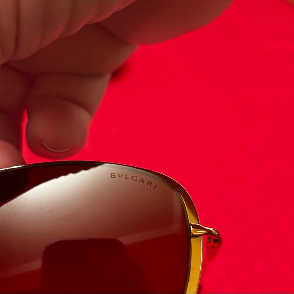 Bvulgari Sunglasses EUC With Case Aviators Gold Frame Brown Lenses Made In Italy - Picture 7 of 9